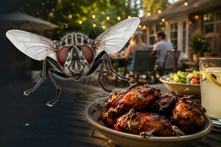 Covered outdoor patio protected by Aruza's outdoor fly control service